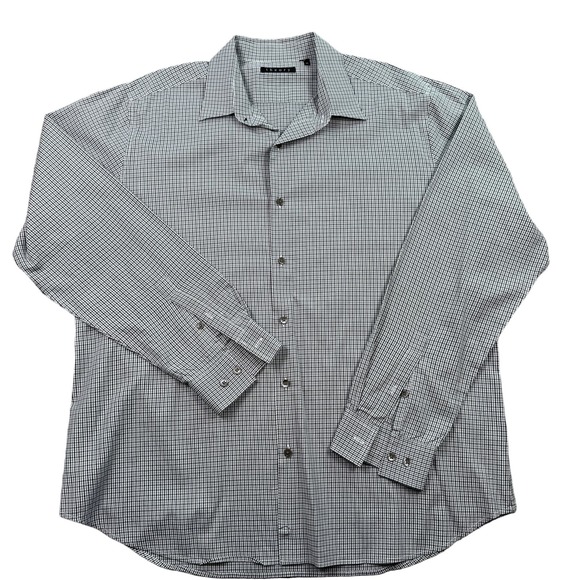 Theory Men's XXL Gray/Black Brushed Gingham‎ Long Sleeve Shirt - Picture 1 of 7
